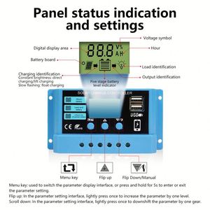 PWM Solarladeregler12V 14V 10A/20A/30A Solar regler Solar panel Batterie regler LCD-Anzeige Dual USB 5V Ausgang