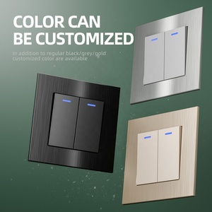 Avrupa pazarı çin dekoratif stil duvar prizi alüminyum Panel 2 Gang 1 yollu 2 yollu elektrik ışık anahtarı LED ile - Product Image 4