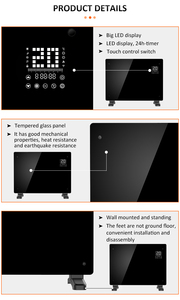 Sıcak satış 220 V/LED ekran zamanlama konvektör ayna cam kızılötesi ısıtıcı paneli - Product Image 4