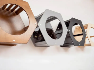 エレガントで豪華な六角形の猫の巣と登山フレーム、大きな木の家具スタイルの猫のおもちゃ、登山と遊びのフレーム