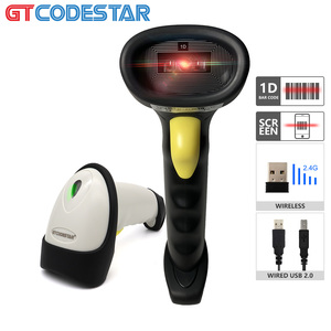 GTCODESTAR手持式1D无线条形码扫描仪<span class=keywords><strong>CCD</strong></span>条形码扫描枪，用于超市条形码扫描2.4G，带USB充电