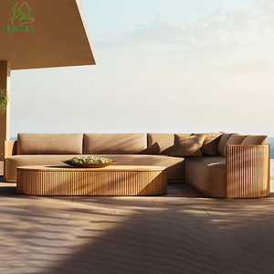 شرفة فناء مخصصة مخصصة بتصميم عصري فاخر للحديقة من خشب الساج أريكة مفردة مقاومة للماء من خشب الساج - Product Image 2