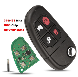 4ปุ่มเปลือกกุญแจรถอัจฉริยะพับได้รีโมทคอนโทรล315/433MHz พร้อมชิป4D60สำหรับ Jaguar X-Type S-Type 1999-2009 XJ XJR 2002-2008 - Product Image 2