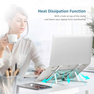 New Style Foldable Height Portable <strong>Computer</strong> Adjustable Black Aluminium Double Layer Invisible Laptop Stand with Usb c Hub - Product Image 4