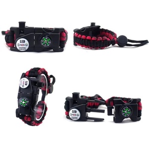 Outdoor Herren 6 in 1 Multifunktion ales Tactical Survival Paracord Armband mit Kompass Flink Fire Starter und Pfeife - Product Image 3