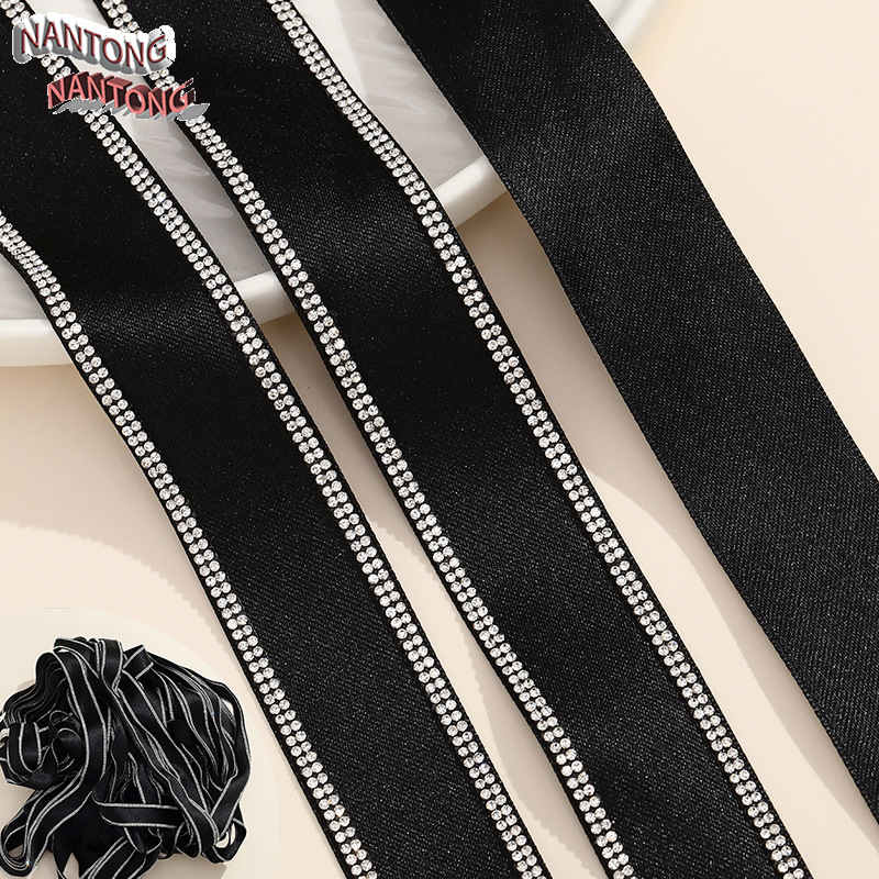 5. Four rows of rhinestones - black webbing, 26mm wide