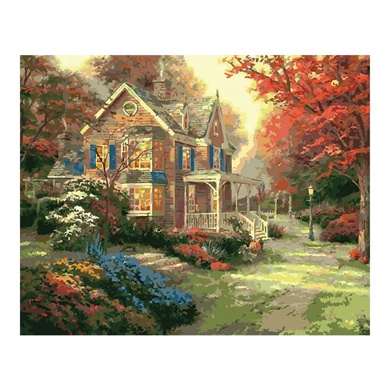 Best selling Rural forest scenery custom design hand painting oil canvas digital oil painting