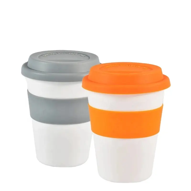 Xícara de café reutilizável de plástico isolado ao calor, logotipo personalizado
