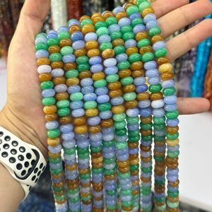 Boyalı renk Mix Burma yeşim Rondelle boncuk 5x 8/10x6mm güzel renkli Jadeite yeşim boncuk kaynağı 15 "Strand DIY aksesuarları - Product Image 6