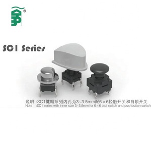 SC102 Push Button Switch Cover Tactile Switch Button ABS Plasticのための6 × 6ミリメートルRound Stem Tact Switch CN;ZHE Khan