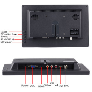 Monitor LCD HD de 11,6 pulgadas para coche y Mini ordenador de TV, pantalla a Color, 2 canales, entrada de vídeo, Monitor de seguridad con altavoz VGA - Product Image 4