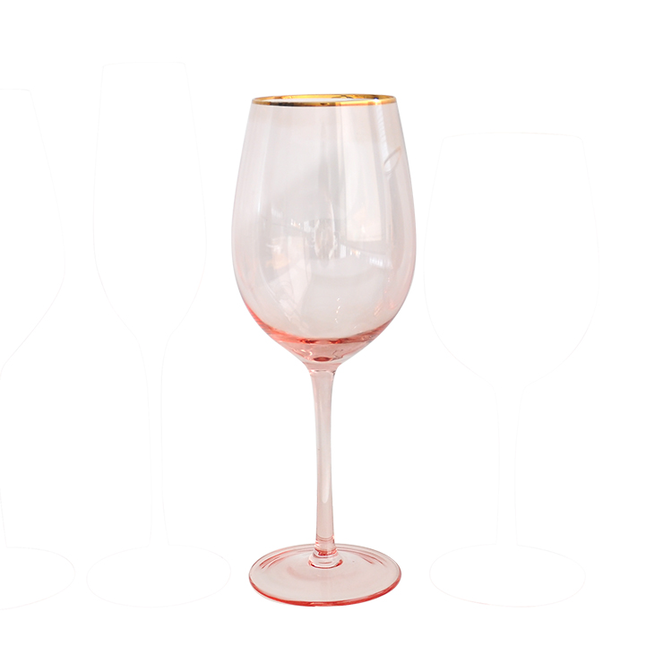 verre à vin cerclé d'or rose A