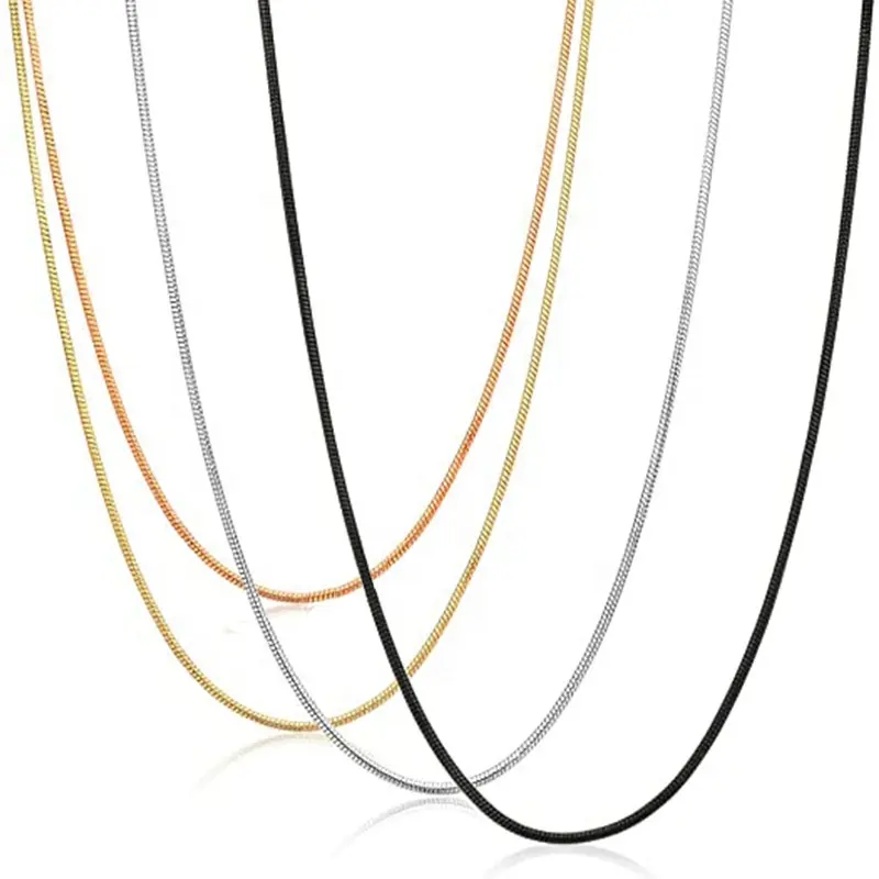 Collar de cadena de serpiente de oro rosa PVD de 18 quilates de acero inoxidable personalizado, cadena de espiga italiana para mujeres y niñas