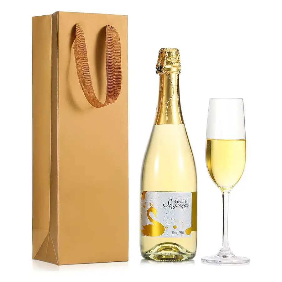 2023 sıcak satış düşük fiyat lüks özel logo kraft kağıt hediye ambalaj için şarap şişesi torba
