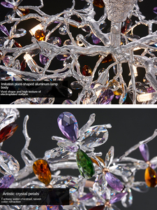 D23.6in Luxury Modern Crystal Ceiling Light Creative <strong>Designer</strong> Glass Flower <strong>LED</strong> Aluminum Branch IP65 for Living Bedroom AC Source - Product Image 2
