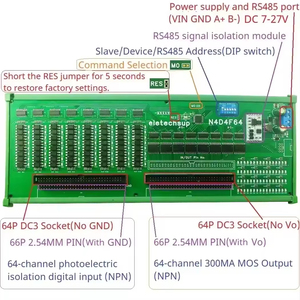 64DI-64DO 12V 24V RS485 Modbus RTU isolare comunicazione interruttore digitale quantità NPN ingresso porta di uscita PLC IO scheda di espansione - Product Image 4