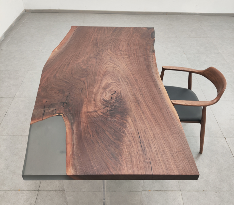 Nogal color madera natural + resina epoxi gris