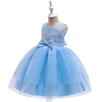2023 kids fancy vintage dresses girls crochet smock frocks organza princess flower girl party wedding dress