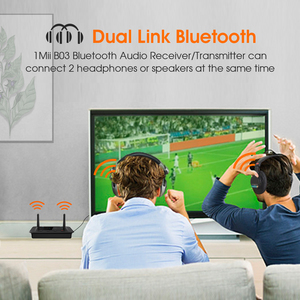 1Mii Bluetooth 5.<strong>2</strong> <strong>Audio</strong> Receiver Transmitter 3 in <strong>1</strong> TX + RX + Bypass Mode 164ft Long Range Low Latency Bluetooth <strong>Adapter</strong> for TV - Product Image 6