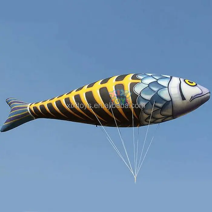 Outdoor Custom Airtight PVC Inflatable Helium LED Fish Model/Sealed Inflatable Floating Fish Balloon For Festivals Events