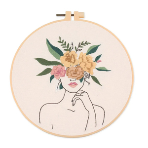 Flower and Women Embroidery <strong>Kit</strong> for Beginners,Cross Stitch <strong>Kit</strong> Adult with <strong>Pattern</strong> Starter Hand Embroidery DIY <strong>Kits</strong> - Product Image 3