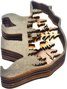 สัตว์ป่าในป่าอเมริกาเหนือครอบครัวทำจากไม้รูปหมีหลายชั้นสร้างสรรค์รูปทรงหมีทำจากไม้ - Product Image 6