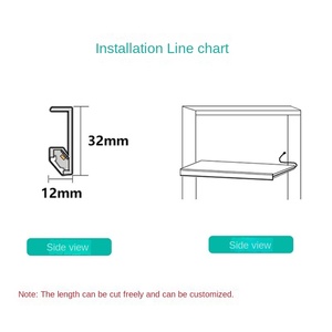 U字型LEDチャンネル1m2m3mマウントキッチンキャビネットウォールパネル埋め込み式アルミニウムLEDストリップセンサースイッチヒートシンクプロファイル - Product Image 4