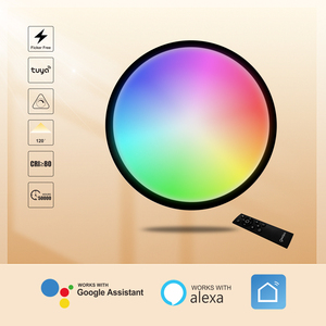 Banqcn CE RoHS <span class=keywords><strong>LED</strong></span> Panel AYDINLATMA 23W + 2W yuvarlak akıllı dim WiFi gömme RGB + 3000K-6500K <span class=keywords><strong>LED</strong></span> tavan ışıkları