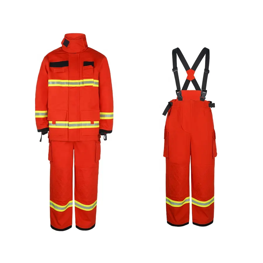 Pompier uniforme OEM certification CE costume ignifuge personnalisé pompier durable pas cher costume sauvetage costume d'incendie