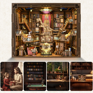 מיניסיטי 3 פאזל עץ בובות diy מחוץ לספרייה מקס ספר kit עם כיסוי אור הוביל אור ואבק - Product Image 5