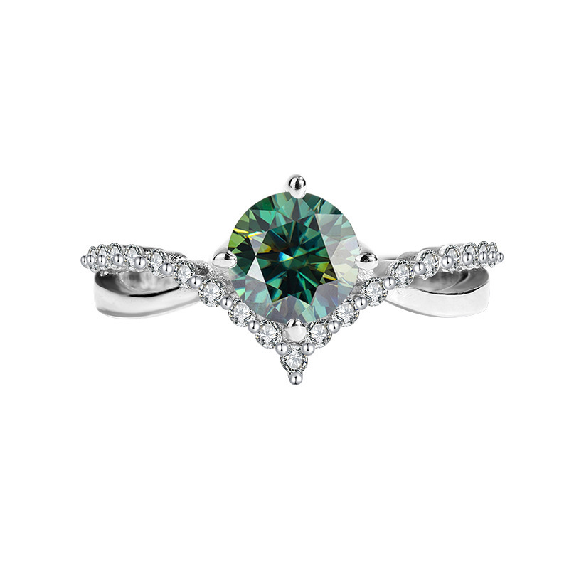 Moissanite verde 1CT-placcato oro bianco-