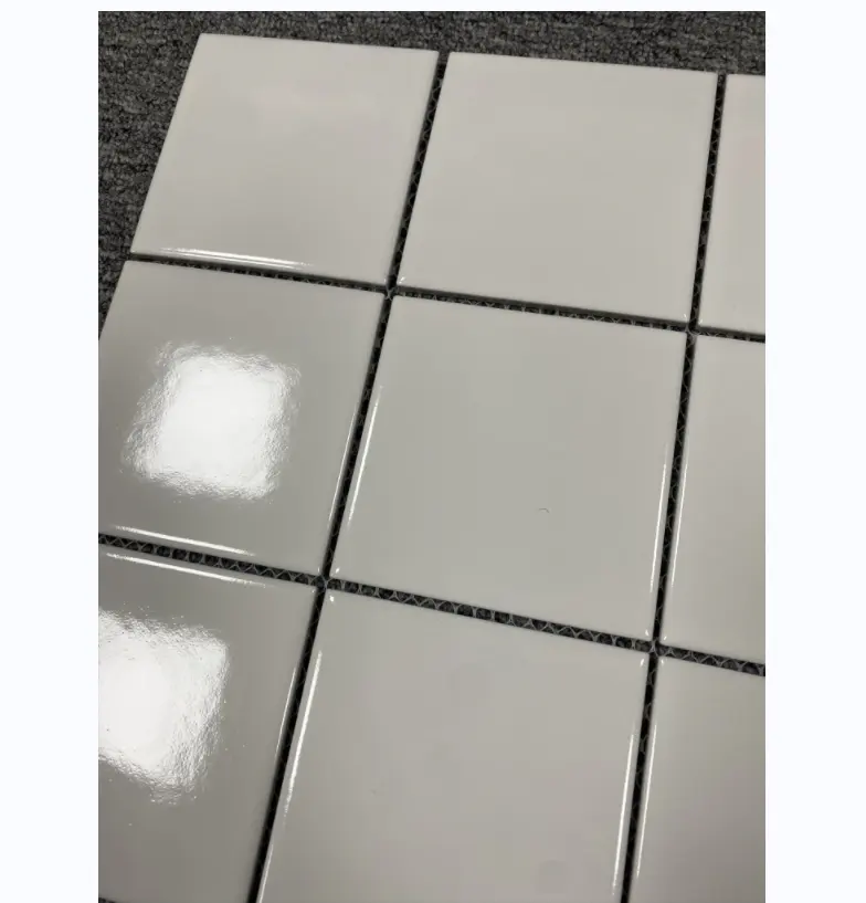 Stile moderno semplice 97x97 bianco brillante quadrato backsplash piastrelle cucina pavimento in ceramica modello