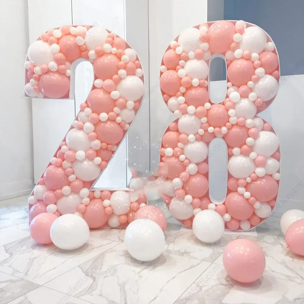 Large 0-9 Birthday Party Anniversary Wedding Backdrop Love Letter Filling Baby Shower Number Marquee Mosaic Balloon Frame Stand