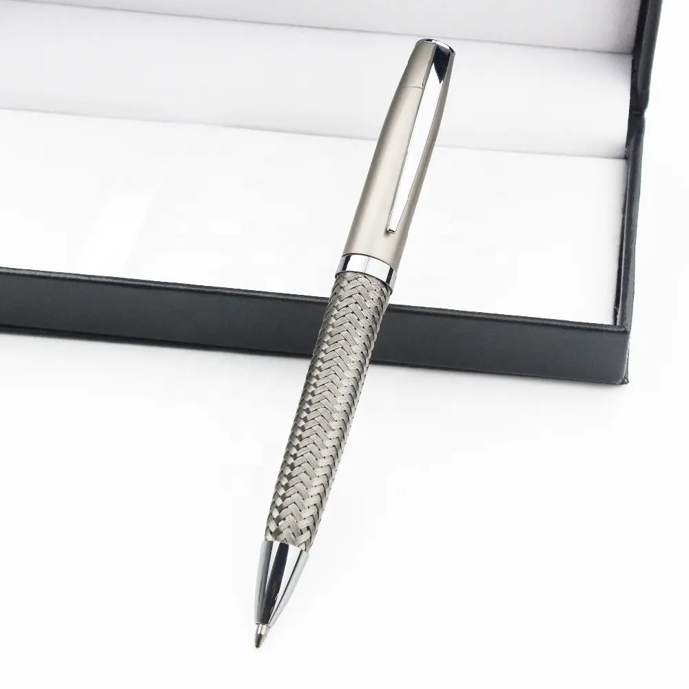 Promozionale Nuovo design di Alta qualità penna a sfera in acciaio inox treccia di maglia metallo argento penna a sfera