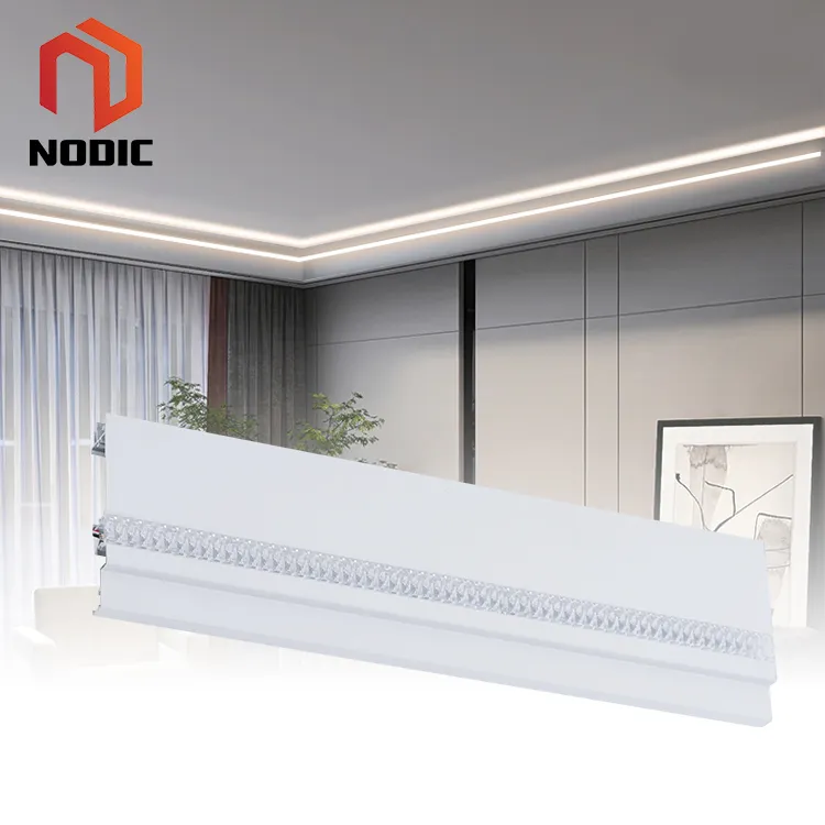 Perfil de alumínio embutido para iluminação decorativa de alto brilho com tira de luz LED para pálpebras duplas, luz linear superior interna