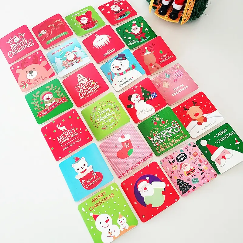 Regalo di natale auguri biglietti d'auguri Mini carte pieghevoli quadrate regali personalizzazione creativa con busta