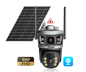 Nova 3 tela 4G LTE energia solar câmera sem fio V380 Pro segurança ao ar livre lente dupla 4G <span class=keywords><strong>sim</strong></span> cartão solar câmera CCTV