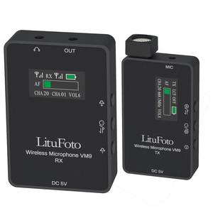 Litufoto 50M 1 או 2 ערוץ מקצועי רעש הפחתת הקבל אלחוטי מיקרופון 3.5mm שקע אלחוטי מיקרופון