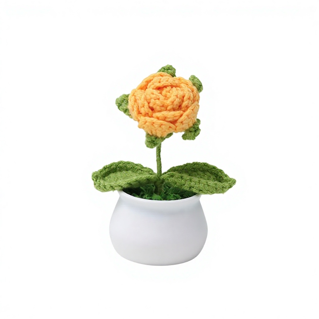 Rosa singola, fiore giallo brillante - 60, bocciolo, foglia verde - 48, porcellana bianca.