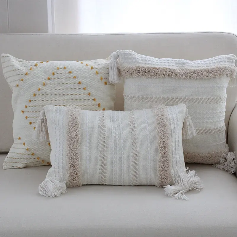 Kustom kualitas tinggi bantal sofa boho dengan rumbai bordir bantal penutup bantal bohemian untuk dekorasi