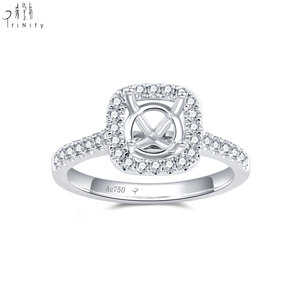 Sản phẩm độc đáo 18K rắn vàng trắng nhẫn trang sức cưới xếp chồng tự nhiên Nhẫn kim cương thiết lập mà không cần đá chính - Product Image 4