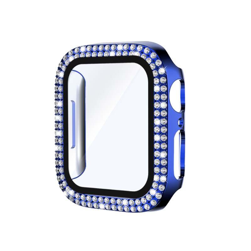 Caja integrada de diamantes de doble hilera azul
