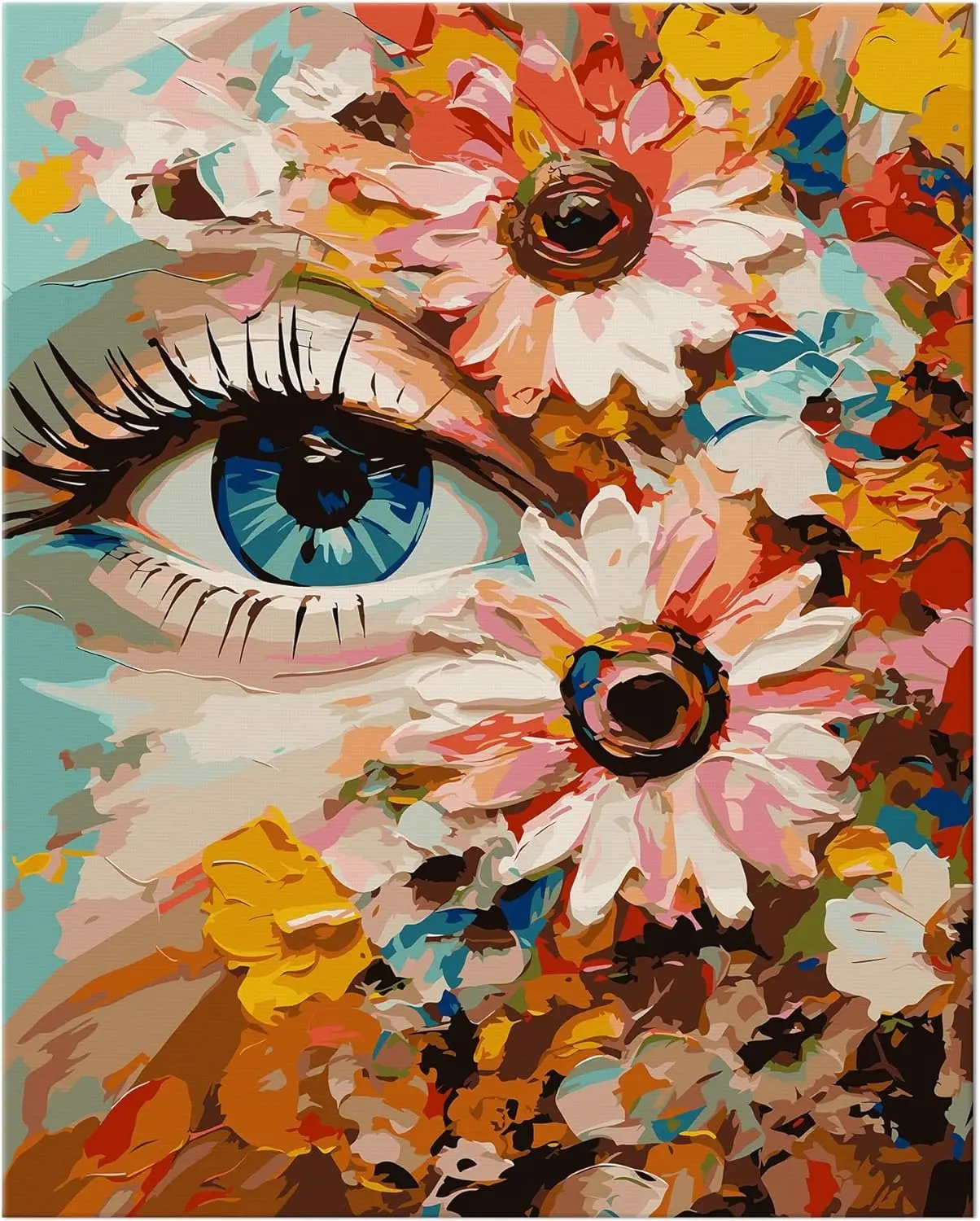 Pintura por números para adultos Kits Ojos Imagen Arte de la pared Pintura fácil sobre lienzo con acrílico y pinceles Artesanías Diy