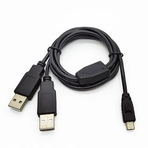 Cable divisor micro USB 2,0 tipo A macho personalizado Micro USB B a USB dual 2,0 A enchufe macho Cable de alimentación de datos Y