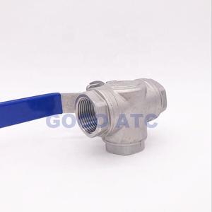 GOGOATC Stainless Steel Switch Ball <strong>Valve</strong> <strong>1</strong>/<strong>2</strong> &quot; Inch BSP Female DN15 SS304 L Type <strong>T</strong> Flow 3 Way <strong>Water</strong> Ball <strong>Valve</strong> - Product Image 1