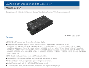 SKYDANCE DSA <strong>DMX512</strong> to SPI Converter <strong>Decoder</strong> SPI <strong>Output</strong> DMX Receiver and RF Controller Dimming Control - Product Image 3
