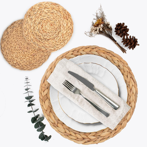 畅销书定制天然材料杯垫越南手工制作圆形水葫芦编织桌装饰餐垫