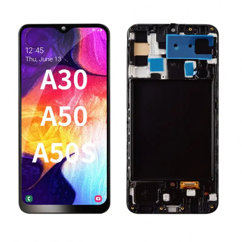 Écran tactile Lcd de téléphone portable, garanti de haute qualité, pour Galaxy A50, avec cadre, 12 pièces