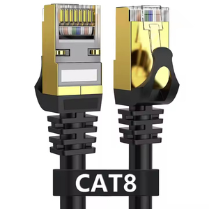 Toptan fiyat yüksek kalite Ethernet kablosu 1m 2m 3m 5m <span class=keywords><strong>10m</strong></span> 15m 20m siyah kedi 8 yama kablosu Cat8 ağ kablosu PVC saf bakır