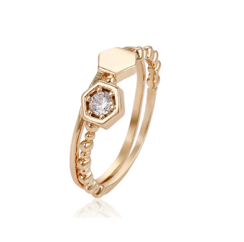 14860 بالجملة مجوهرات نسائية جميلة تصميم فاخر شكل سداسي أحجار كريمة اصطناعية خاتم إصبع